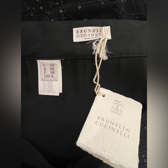 Brunello Cucinelli black tulle paillette mid skirt - Picture 9 of 10